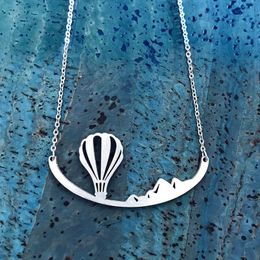 Pendant Necklaces Romantic Air Balloon Set Geometric For Women Men Stainless Steel Simple Snowboarder Choker Girls Gifts