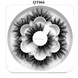 4Pairs Fluffy Faux 3D Mink Eyelash Thick Curl Cross False Eyelashes Eye Lash Extension Cruelty Free Lashes