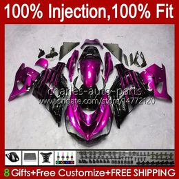 Injection OEM For KAWASAKI NINJA ZZR-1400 ZX 14R 14 R ZZR 1400 CC 06-11 Body 4No.168 ZZR1400 ZX14R 2006 2007 2008 2009 2010 2011 ZX-14R 06 07 08 09 10 11 Fairing pink black