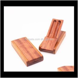 Other Accessories Household Sundries Home & Garden Drop Delivery 2021 Portable Double Cigar Tube Natural Wood Storage Box Smoking Stash Case