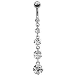 Acero inoxidable Zircon Long Dangle Red Red Rhinestone Nave Belly Ring Button Barbell Anillos Piercing Joyería inversa 681 T2
