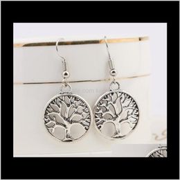 & Chandelier Vintage Tree Of Life Antique Sier Tone Hollow Out Womens Jewelry Gifts Hanging Dangle Hook Earrings Drop Delivery 2021 U94R0