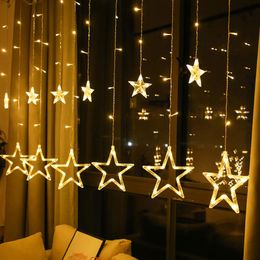 lighting curtains Canada - Strings Star String Lights Led Christmas Garland Fairy Curtain Light 2.5M Outdoor Indoor For Bedroom Home Party Wedding Ramadan DecorLED
