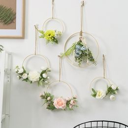 Home DIY Dream Catcher Flower Ring Embroidery Hoop Bamboo Wooden Art Craft Hanging Wreath Birthday Party Wedding Decorations