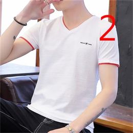 Men's short-sleeved T-shirt summer cotton casual round neck fashion ice silk men's tide 210420