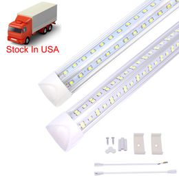 8FT Linkable Shop Lights,144W 14400LM V-Shape T8 LED Tube Fixture,Double Side 4 rows,Clear Lens 6000K Fluorescent Lamp Replacement