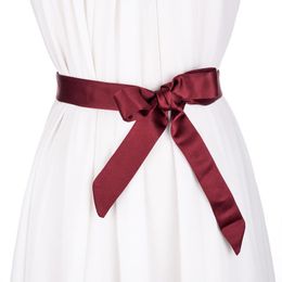 Belts Sparsil Spring Solid Colour Narrow Long Scarf Women Soft Scarves 200cm Stylish Necktie Belt Wrist Strap Small Ribbon PD31