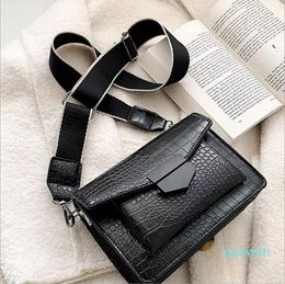 Evening Bags Black leather litchi pattern crossbody fashion bag