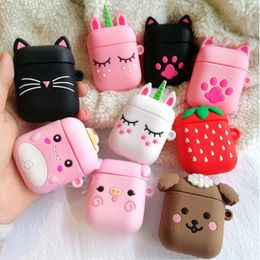 Headphone accessories Cute Cartoon Silicone Bluetooth Headphones Case Protective Cover For Apple Airpods 1 2 Pro Charging Box