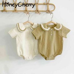 Summer Korea short sleeves thin lovely baby boy and girl Bodysuits girls clothes 210515