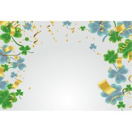 Party Decoration St. Patrick's Day Backdrop Cartoon House Clover Green Pography Background Family Holiday Decor Po Booth Studio Prop