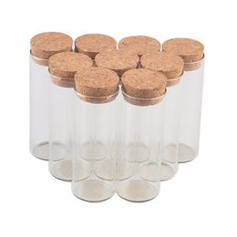 50pcs 30x80mm 40ml Flat Bottom Glass Tube Bottles With Corks Empty 40CC Little Jars Vials Containers