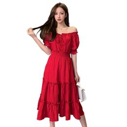 Fashionable women's dresses summer thin all-match one-way neck for party sexy dress 210520