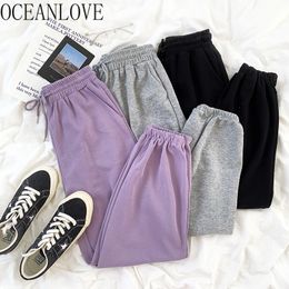 Autumn Sweatpants Fashion Solid High Waist Exercise Women Pants Loose Casual All Match Trousers Korean 18516 210415