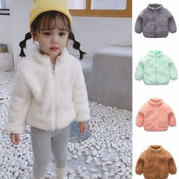 Kids Coat Solid Toddler Girls Jackets Plush Infant Boy Coats Winter Child Outwears Baby Warm Clothes 5 Colors BT4549