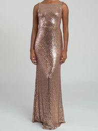 Sequins Bridesmaid Dress Rose Gold Mermiad Wedding Party Dresses