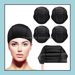 Beanie/Skl Caps Hats & Hats, Scarves Gloves Fashion Aessories Dome Cap Stretchable Wigs Spandex Style Wig For Men And Women Black Nylon Drop