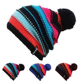 Unisex Men Women Skiing Hats Warm Winter Knitting Skating Skull Cap Hat Beanies Turtleneck Caps Ski Cap Snowboard Y21111