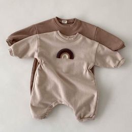 Autumn Winter Infant Baby Boys Girls Cartoon Rainbow Rompers Clothing Kids Boy Girl Long Sleeve Clothes 210429