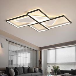 Modern Led Rectangle Ceiling Light For Living Dining Room Bedroom Kitchen Minimalist Black Acrylic Chandelier Lamp Indoor Decor Lights