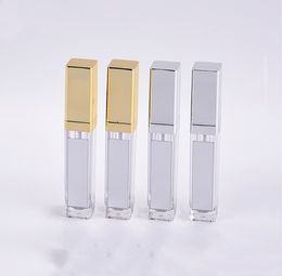 7ml square Lip Glaze tubes LED with light mirror bright golden lip color tube DIY sub bottling Bottles T2I52499