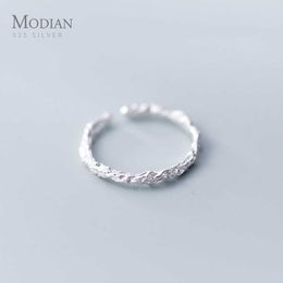 Silver Vintage Tree pattern Adjustable Finger Ring 100% 925 Sterling Charm Rings For Women Korean Jewellery 210707