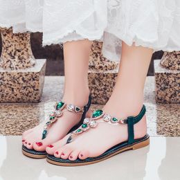 Sandals Bohemia Women Fashion Casual Beach Colourful Diamond Flip Flop Herringbone Toe Clip Ladies Flat Shoes