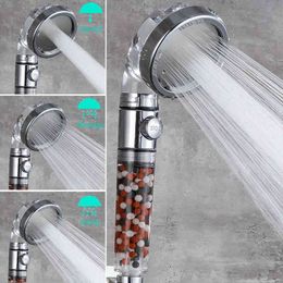 Bathroom 3-Function SPA shower head with switch on/off button high Pressure Anion Philtre Bath Head Water Saving Shower H1209