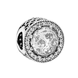 Genuine 925 Sterling Silver Beads Sparkling White Cat Eye Beads Charm Fit European Pandora Style Jewellery Necklace