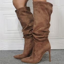 Fall/winter Luxury Suede Elegant Knee-high Women High Boot 2022 Classic Comfortable Short Plush Lining Sexy Party High-top Boots