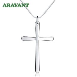 925 Silver 1MM/2MM/3MM Snake Chain Cross Pendant Necklace for Men Women Jewellery Party Gifts