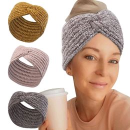 Winter Wide Corduroy Knitted Headband Cross Knot Elastic Hair Bands Solid Lady Hairband Hair Accessories Headwrap