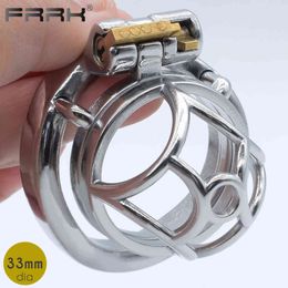 NXY Cockrings FRRK Diamond Maen's Chastity Device for Male Cock Cage Small Penis Rings Sexual Toys Shop Stainless Steel BDSM Bondge Belt 1124