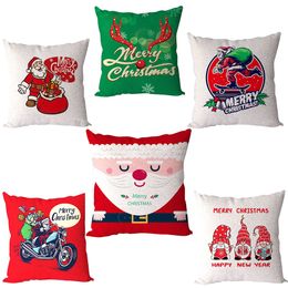 new christmas cute cartoon santa claus linen pillow case sofa party toys supplies