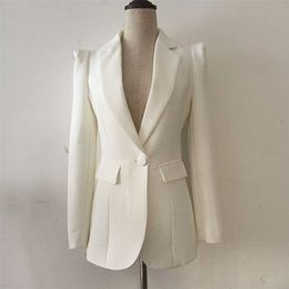 HIGH QUALITY Fashion Designer Black Blazer Jacket Women's Office Work Single Button Outer Wear Wholesale 211122