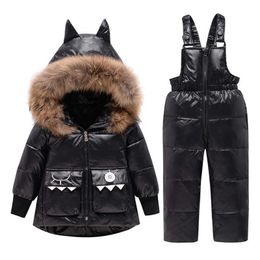 2pcs Set Baby Girl winter jumpsuit for children 2020 Boy dinosaur down jacket Warm Baby girl clothes Infant snowsuit 1-5 years H0909