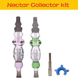 14mm Joint NC Collector Kits Mini Smoking Pipes With Titanium Tip Quartz Tips Dab Oil Rigs Straw Glass Dish NC Collectors bong