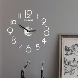 NEWAcrylic Wall Clock DIY Mirror Wall Clock Art Acrylic 3D Mirror Sticker Home Office Decor Unique Gift EWD7045