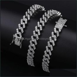 Chains Necklaces & Pendants Jewellery Cuban Necklace For Men Gold Sier Hip Hop Iced Out Paved Bling Cz Rapper Drop Delivery 2021 Xurk0