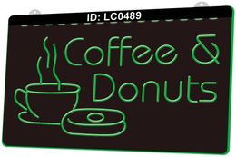 LC0489 Coffee Donuts Bar Light Sign 3D Engraving
