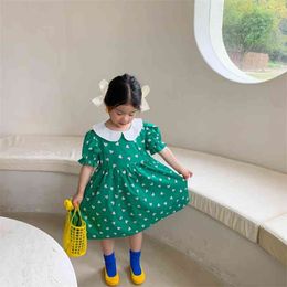 Kids Dress Spring And Summer New Girl Casual Heart-shaped Pattern Printied Princess Dresses Children Fashion Cotton Clothes 210413