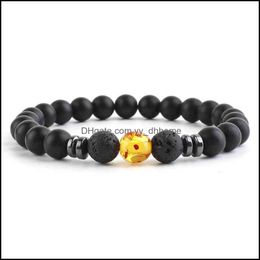 Charm Bracelets Jewelry 2022 Arrival Frosted Beaded Yoga Bracelet 8Mm Simple Black Natural Stone For Men Drop Delivery 2021 F8Ytn