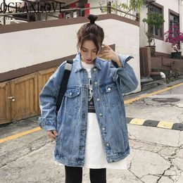 Korean Streetwear Denim Jackets Women Casual Solid Autumn Chaqueta BF Loose Ropa De Mujer 17664 210415
