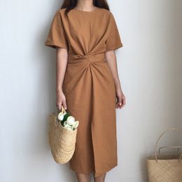 Women's Summer cotton bodycon vintage long dress female short sleeve bandage vestidos split plus size dresses 641C 210420