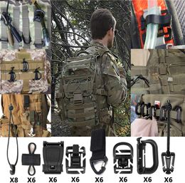20 Sets 50Pcs Tactical Gear Clip Strap Molle Web Dominators Webbing Attachments Kit for Backpack Vest Belt Outdoor Hydration Tube