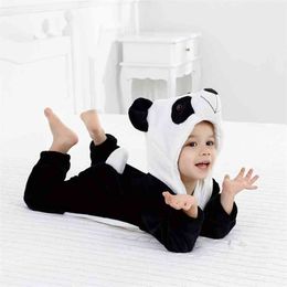 Boys Girls Baby Kids Children One Piece Hooded Jumpsuits Cartoon Pajama Panda Pijamas Clothes Girl Blanket 210429