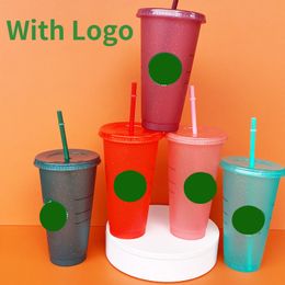 Colour changing Straw 710ml Lid With Reusable s Plastic Cup Tumbler Matte Finish Coffee Mug
