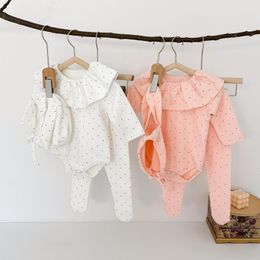 Baby Clothes Set Baby Bodysuit High Waist Pants Bunny Ear Hat 3pcs Baby Suit Toddler Girls Bodysuit Set Children Clothing 210413