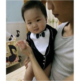 Black Tuxedo Baby Bodysuits short sleeve body suits baby shortalls 100% COTTON Newborn Clothes 210413