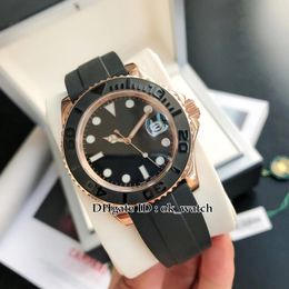 New 40mm Ceramics Bezel Watch GDF 126655 Miyota 8215 Automatic Mens Watch Black Dial Rose Gold Case Rubber Strap Gents Business Watches